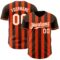 Custom Brown White-Orange Classic Vertical Stripe Fluid Liquid Texture Authentic Baseball Jersey