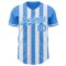 Custom Electric Blue-White Classic Vertical Stripe Fluid Liquid Texture Authentic Baseball Jersey