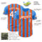 Custom Electric Blue White-Orange Classic Vertical Stripe Fluid Liquid Texture Authentic Baseball Jersey