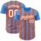 Custom Electric Blue White-Orange Classic Vertical Stripe Fluid Liquid Texture Authentic Baseball Jersey