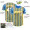 Custom Electric Blue White-Yellow Classic Vertical Stripe Fluid Liquid Texture Authentic Baseball Jersey