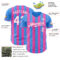 Custom Electric Blue White-Pink Classic Vertical Stripe Fluid Liquid Texture Authentic Baseball Jersey