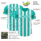 Custom Aqua-White Classic Vertical Stripe Fluid Liquid Texture Authentic Baseball Jersey