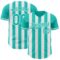 Custom Aqua-White Classic Vertical Stripe Fluid Liquid Texture Authentic Baseball Jersey