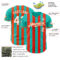 Custom Aqua White-Orange Classic Vertical Stripe Fluid Liquid Texture Authentic Baseball Jersey