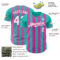 Custom Aqua White-Pink Classic Vertical Stripe Fluid Liquid Texture Authentic Baseball Jersey