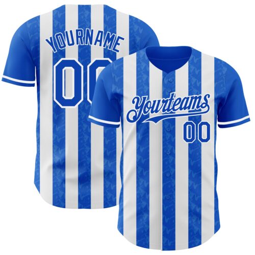 Pinstripe0324 Custom Thunder Blue-White Classic Vertical Stripe Fluid Liquid Texture Authentic Baseball Jersey