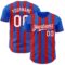 Custom Thunder Blue White-Red Classic Vertical Stripe Fluid Liquid Texture Authentic Baseball Jersey