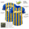 Custom Thunder Blue White-Yellow Classic Vertical Stripe Fluid Liquid Texture Authentic Baseball Jersey