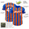 Custom Thunder Blue White-Orange Classic Vertical Stripe Fluid Liquid Texture Authentic Baseball Jersey
