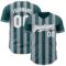 Custom Midnight Green White-Gray Classic Vertical Stripe Fluid Liquid Texture Authentic Baseball Jersey