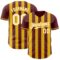 Custom Burgundy White-Gold Classic Vertical Stripe Fluid Liquid Texture Authentic Baseball Jersey