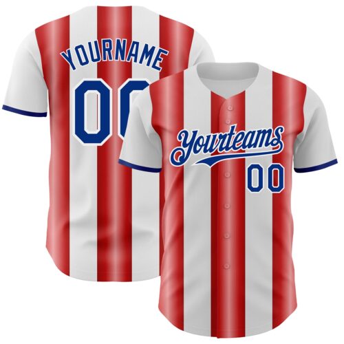 Pinstripe0334 Custom White Royal-Red Gradient Vertical Stripe Argentina Style Authentic Baseball Jersey