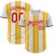 Custom White Red-Gold Gradient Vertical Stripe Argentina Style Authentic Baseball Jersey