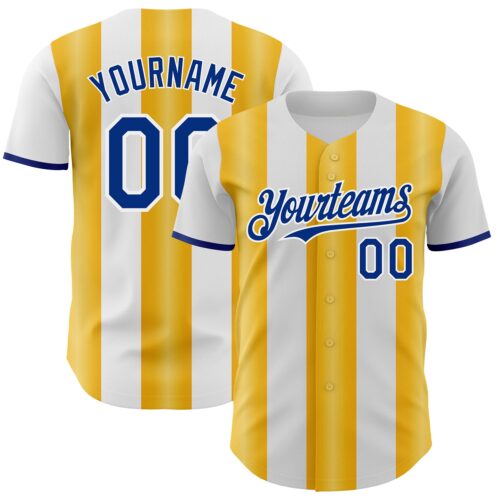 Pinstripe0339 Custom White Royal-Gold Gradient Vertical Stripe Argentina Style Authentic Baseball Jersey