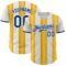Custom White Royal-Gold Gradient Vertical Stripe Argentina Style Authentic Baseball Jersey