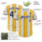Custom White Navy-Gold Gradient Vertical Stripe Argentina Style Authentic Baseball Jersey