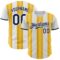 Custom White Navy-Gold Gradient Vertical Stripe Argentina Style Authentic Baseball Jersey