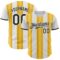 Custom White Black-Gold Gradient Vertical Stripe Argentina Style Authentic Baseball Jersey