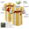 Custom White Red Gold-Black Gradient Vertical Stripe Argentina Style Authentic Baseball Jersey