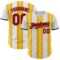 Custom White Red Gold-Black Gradient Vertical Stripe Argentina Style Authentic Baseball Jersey