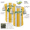 Custom White Green-Gold Gradient Vertical Stripe Argentina Style Authentic Baseball Jersey