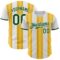 Custom White Green-Gold Gradient Vertical Stripe Argentina Style Authentic Baseball Jersey