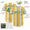 Custom White Kelly Green-Gold Gradient Vertical Stripe Argentina Style Authentic Baseball Jersey