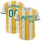 Custom White Kelly Green-Gold Gradient Vertical Stripe Argentina Style Authentic Baseball Jersey