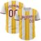 Custom White Burgundy-Gold Gradient Vertical Stripe Argentina Style Authentic Baseball Jersey