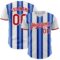 Custom White Red-Royal Gradient Vertical Stripe Argentina Style Authentic Baseball Jersey