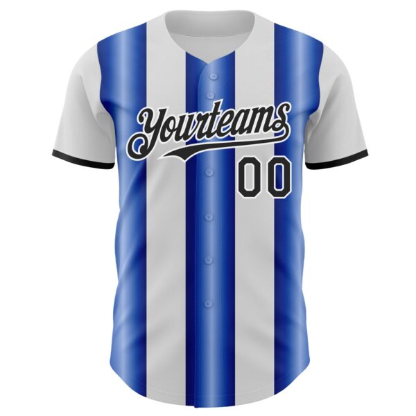 Custom White Black-Royal Gradient Vertical Stripe Argentina Style Authentic Baseball Jersey