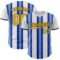 Custom White Gold Royal-Black Gradient Vertical Stripe Argentina Style Authentic Baseball Jersey