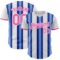 Custom White Pink-Royal Gradient Vertical Stripe Argentina Style Authentic Baseball Jersey