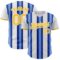 Custom White Gold-Royal Gradient Vertical Stripe Argentina Style Authentic Baseball Jersey