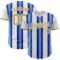 Custom White Old Gold-Royal Gradient Vertical Stripe Argentina Style Authentic Baseball Jersey