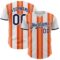 Custom White Navy-Orange Gradient Vertical Stripe Argentina Style Authentic Baseball Jersey