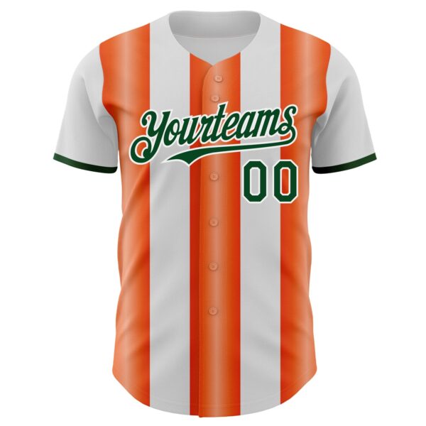 Custom White Green-Orange Gradient Vertical Stripe Argentina Style Authentic Baseball Jersey