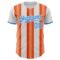 Custom White Electric Blue-Orange Gradient Vertical Stripe Argentina Style Authentic Baseball Jersey
