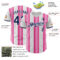 Custom White Navy-Pink Gradient Vertical Stripe Argentina Style Authentic Baseball Jersey