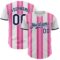 Custom White Navy-Pink Gradient Vertical Stripe Argentina Style Authentic Baseball Jersey
