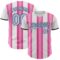 Custom White Light Blue Pink-Black Gradient Vertical Stripe Argentina Style Authentic Baseball Jersey