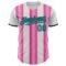 Custom White Teal Pink-Black Gradient Vertical Stripe Argentina Style Authentic Baseball Jersey