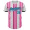 Custom White Sky Blue Pink-Black Gradient Vertical Stripe Argentina Style Authentic Baseball Jersey