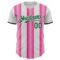 Custom White Green-Pink Gradient Vertical Stripe Argentina Style Authentic Baseball Jersey
