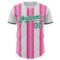 Custom White Kelly Green-Pink Gradient Vertical Stripe Argentina Style Authentic Baseball Jersey