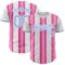 Custom White Light Blue-Pink Gradient Vertical Stripe Argentina Style Authentic Baseball Jersey