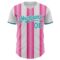 Custom White Teal-Pink Gradient Vertical Stripe Argentina Style Authentic Baseball Jersey