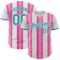Custom White Teal-Pink Gradient Vertical Stripe Argentina Style Authentic Baseball Jersey