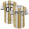 Custom White Black-Old Gold Gradient Vertical Stripe Argentina Style Authentic Baseball Jersey